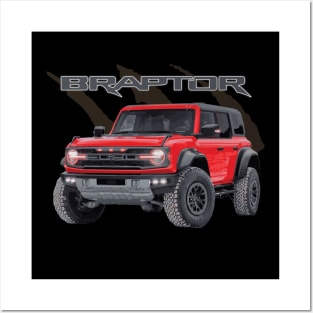 raptor braptor MURICA SUV sport truck race red 4X4 Posters and Art